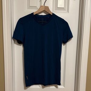 Men's Mammut Wool Blend Medium Blue V-Neck Shirt